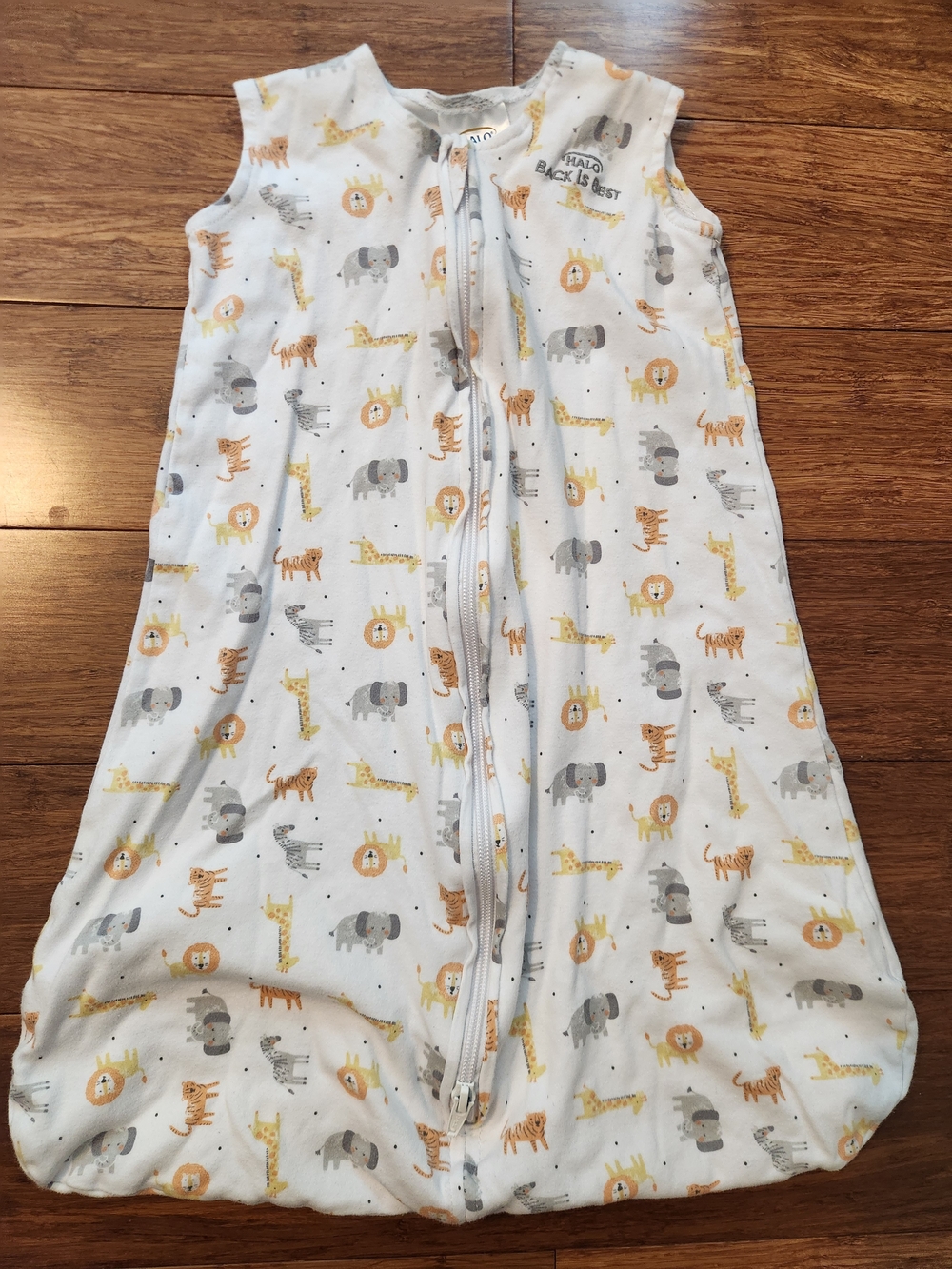 Halo Sleepsack Baby Sleeveless Sleep Sack with Safari Print Elephant Lion, 0-6 M